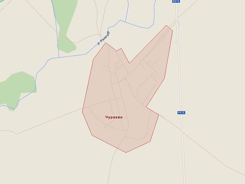 У карты Мишкинского района: село Чураево, 1965 год