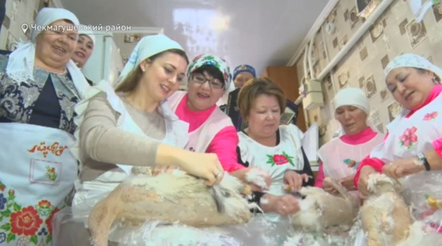 Жена Радия Хабирова Каринэ ощипала гусей в Чекмагушевском районе