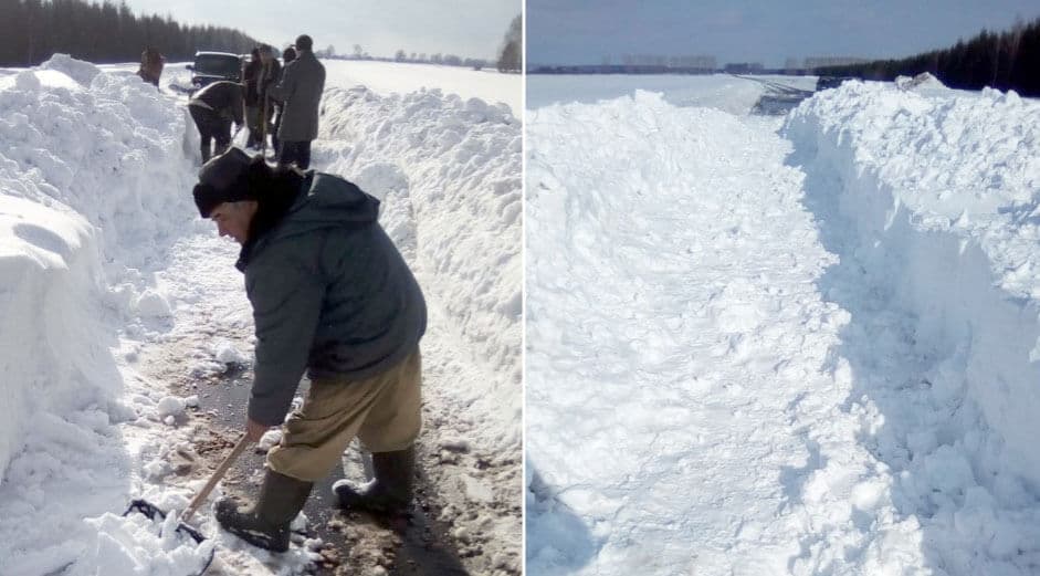 Жители Бураевского района вынуждены самостоятельно расчищать дороги от снега