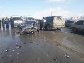 В Уфе произошла массовая авария с участием четырех автомобилей