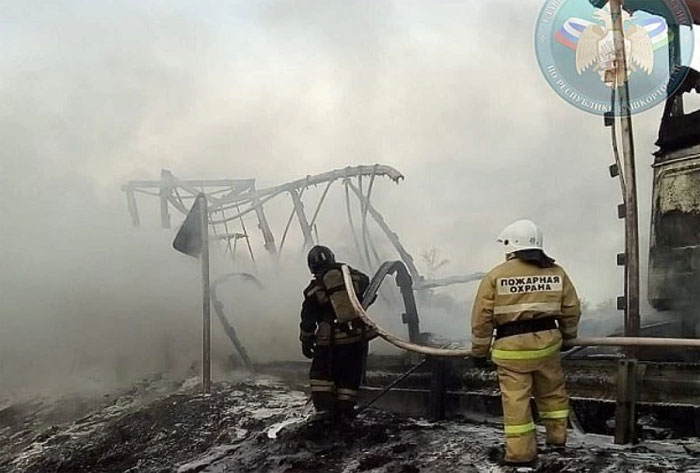На трассе в Мелеузовском районе дотла сгорела фура | видео