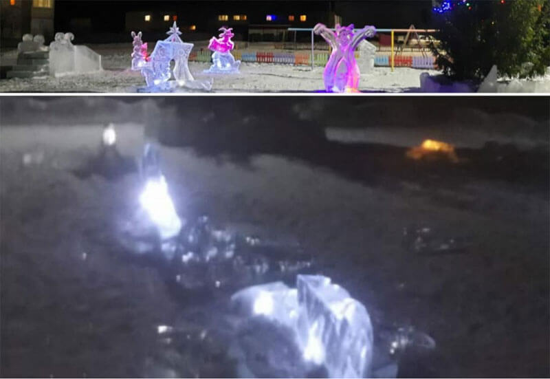 В Кигинском районе вандалы разломали скульптуры в ледовом городке