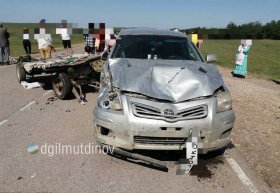 Страшное ДТП в Мечетлинском районе: автомобиль протаранил гужевую повозку с людьми