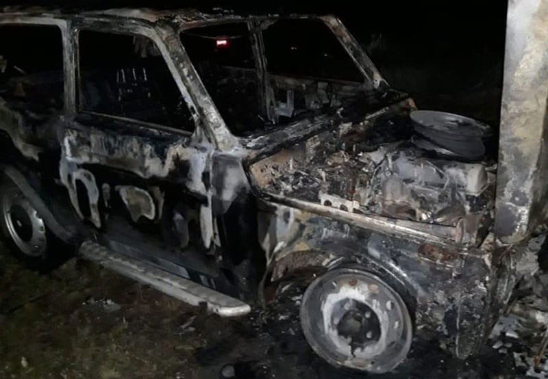 В Башкирии сгорел автомобиль с водителем внутри