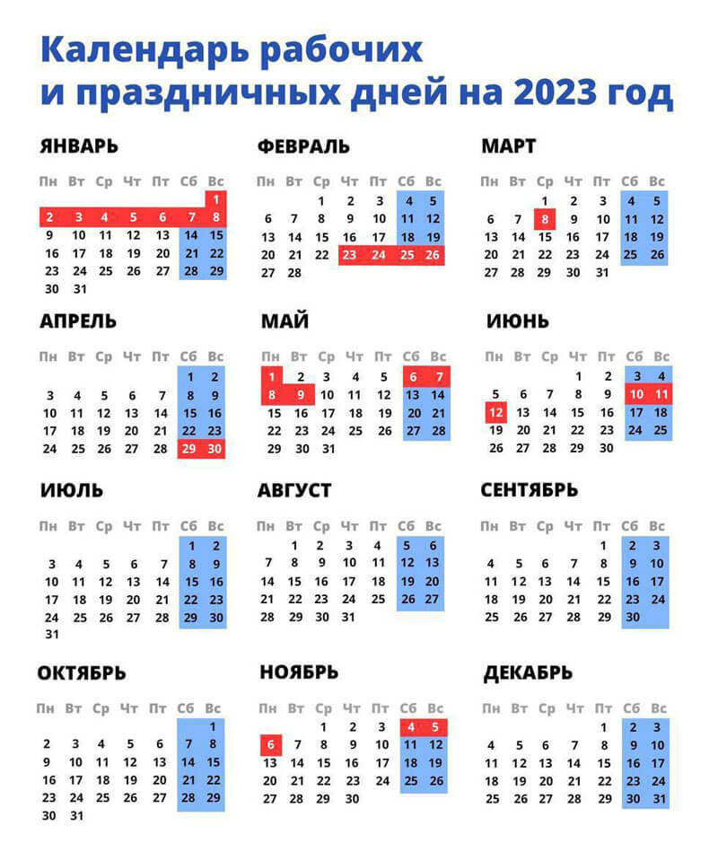 Стало известно как россияне будут отдыхать в 2023 году: расписание выходных дней