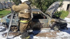В Башкирии на парковке сгорел автомобиль