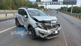 В Башкирии водитель “Гранты” столкнулся с попутным Renault Sandero
