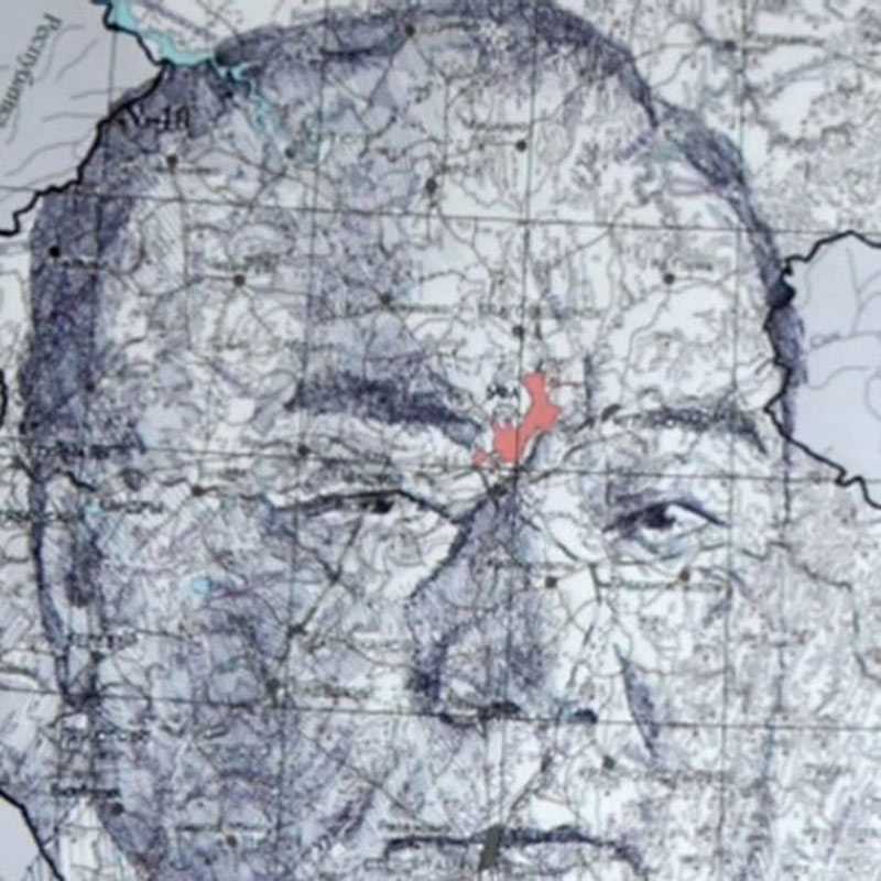 Художница из Башкортостана нарисовала портрет Муртазы Рахимова на карте республики