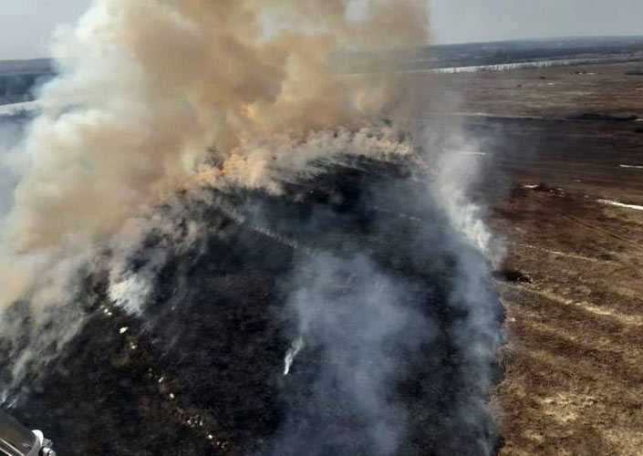 В Башкирии на площади в 6 гектаров произошло возгорание сухой травы