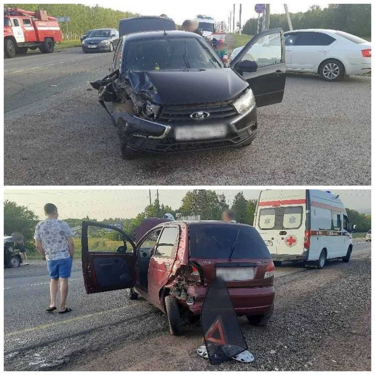 В Башкирии в аварии с двумя легковушками водителя зажало в салоне машины