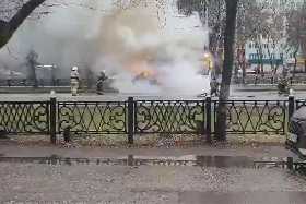 В Башкирии во время движения загорелся автобус с пассажирами