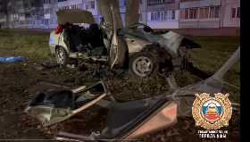 В Уфе подросток без прав врезался в дерево